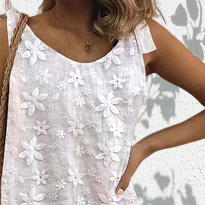 Casual And Sweet Lace Bow Shoulder Strap Jumpsuit