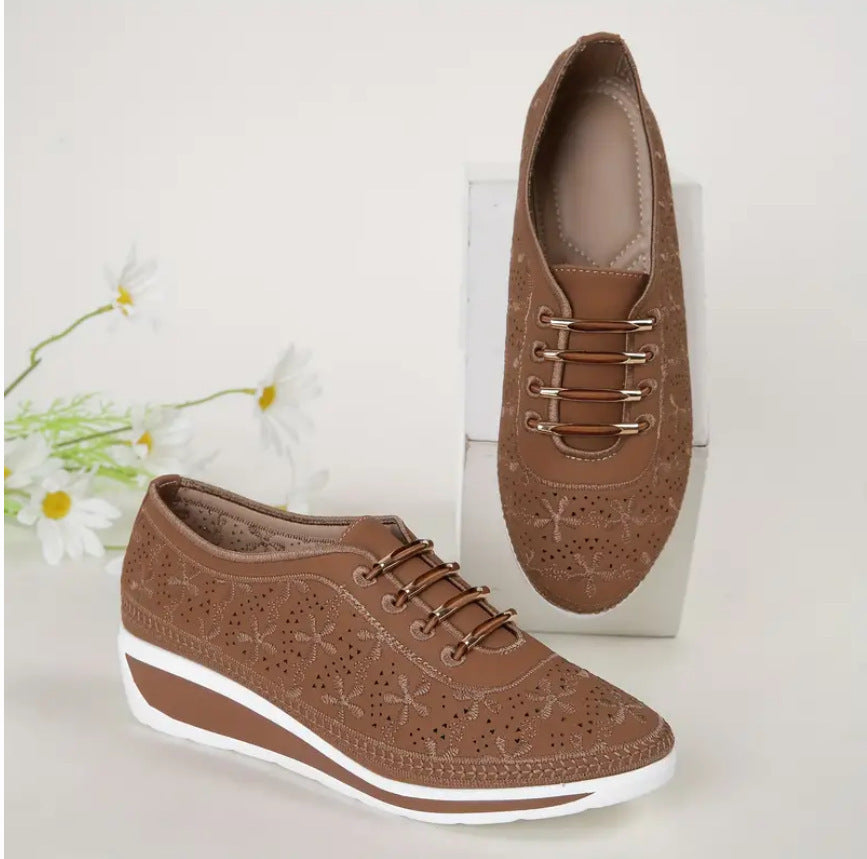 Female Wedge Hollow-out Lace-up Casual Shoes