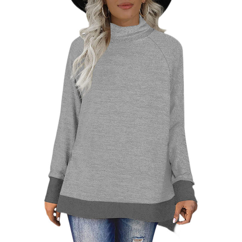 High Neck Loose Fleece Sweatshirt Color Matching