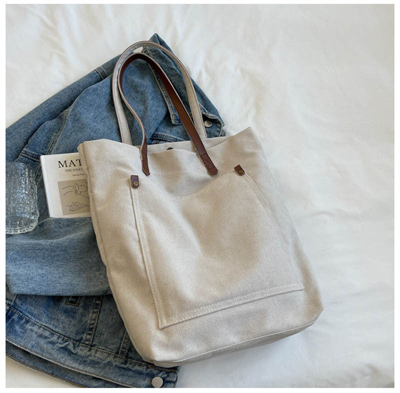 Stylish Simple Retro Canvas Tote Pocket Bag