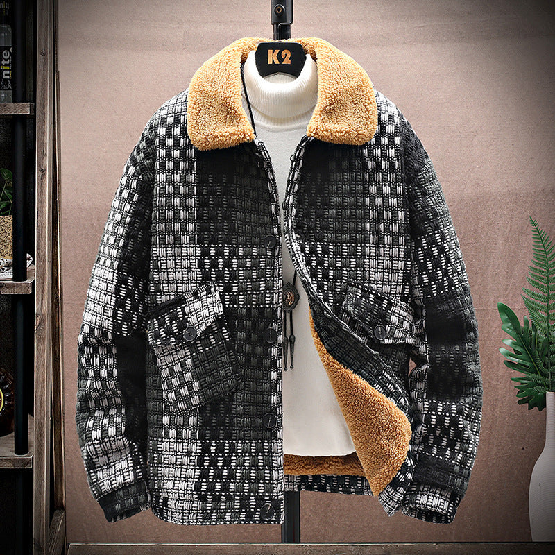 Fashion Lambswool Thickened Men's Sweater Jacket