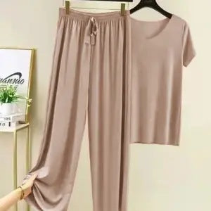 Household Clothes Suit Women's Pajamas Short Sleeved Ice Silk Texture