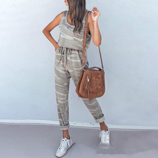 Women's Camo Fashion Print Jumpsuit