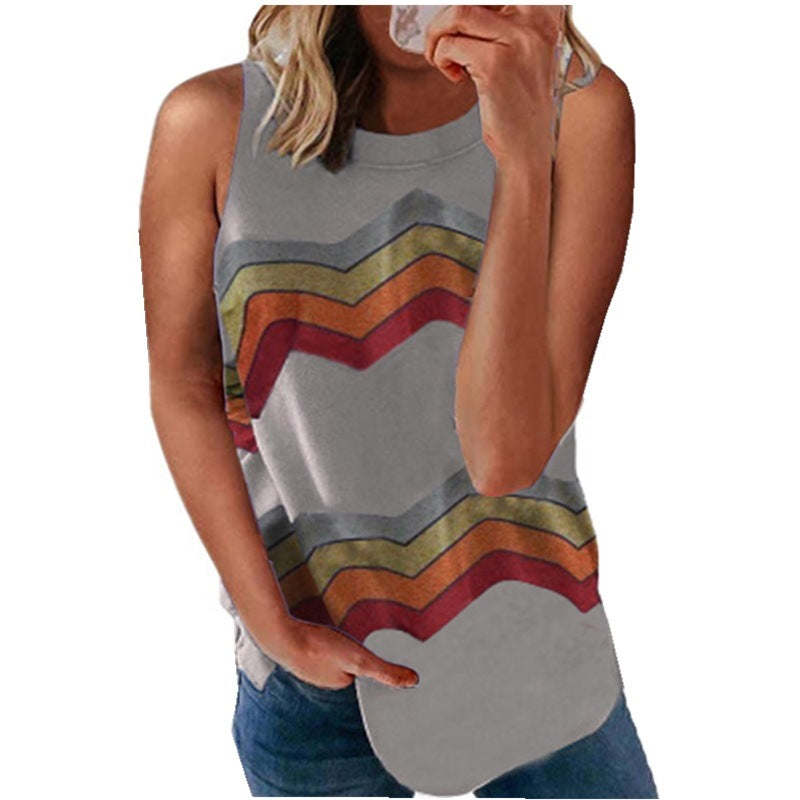 Striped Vest T-shirt Women's Top