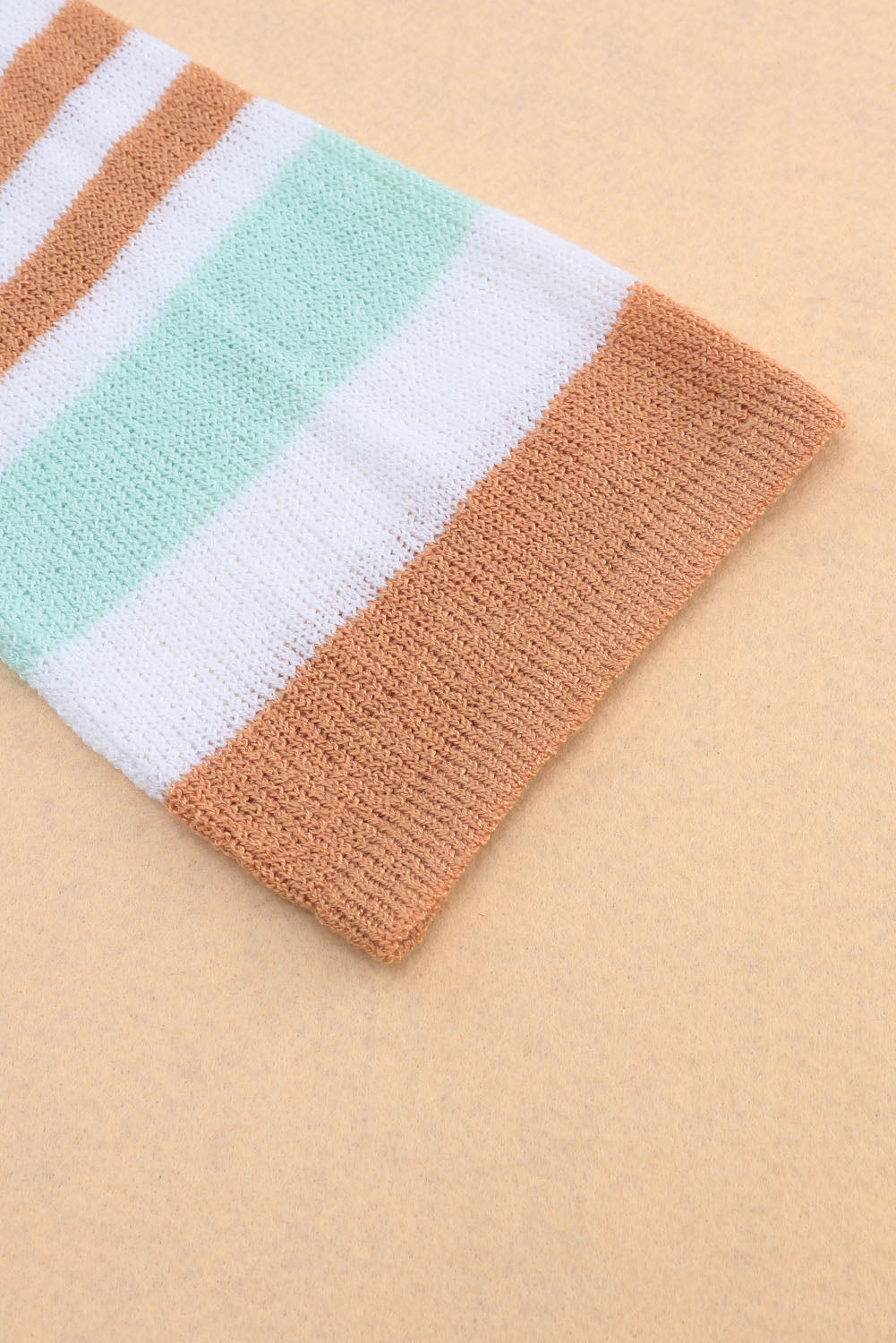 Multicolor Colorblock Stripe Long Sleeve Split Sweater