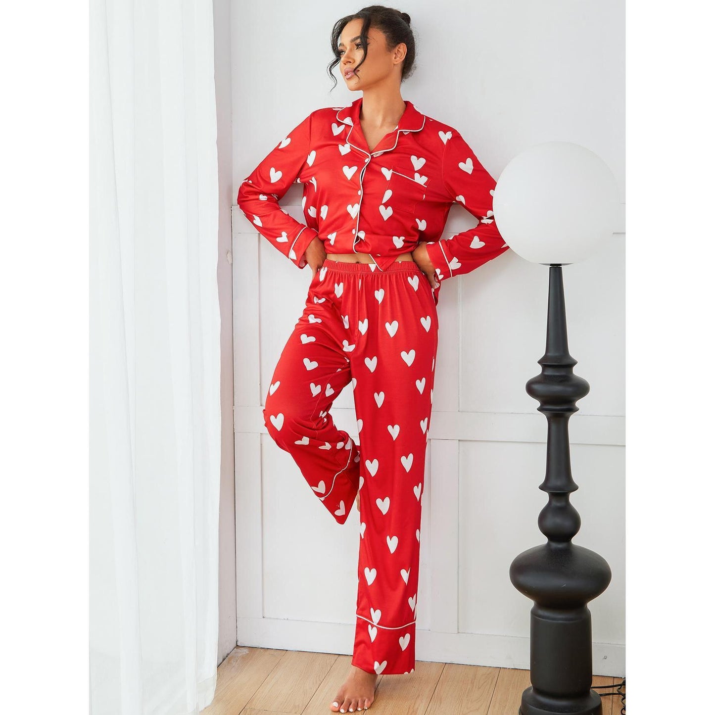 Women's Pajamas Heart Printing Long Sleeve Two-piece Set