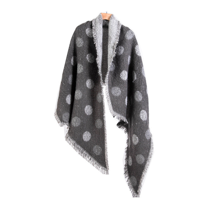 European And American Autumn And Winter Scarf Women's Circle Yarn Polka Dot Angle Thickened Shawl