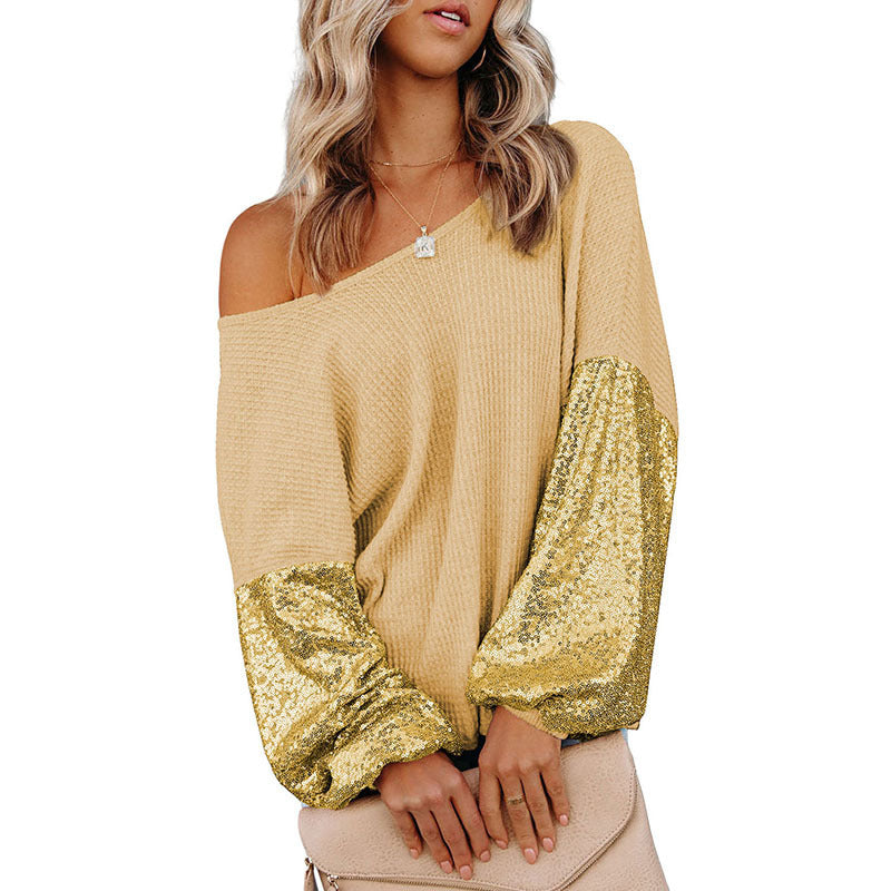 Loose Shoulder Solid Color Sweater