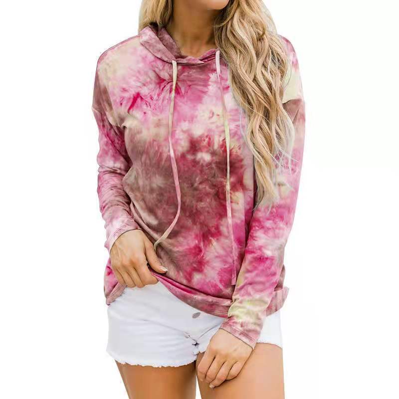 New Women's Printed Tie-dye Long-sleeved Hooded Sweater Women