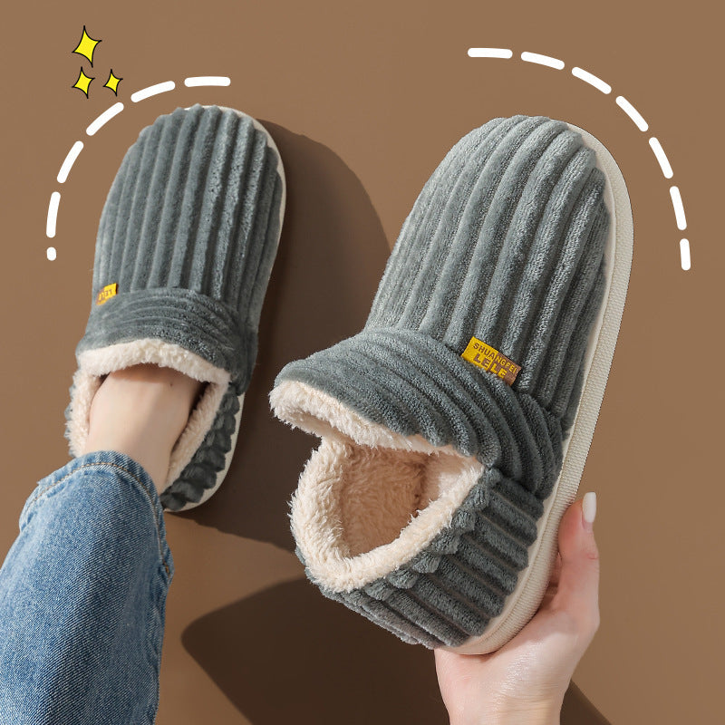 Autumn And Winter Cotton Slippers Female Couple Bag Heel Warm Non-slip Indoor