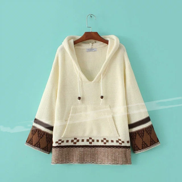 Hooded Knitted Sweater Pullover