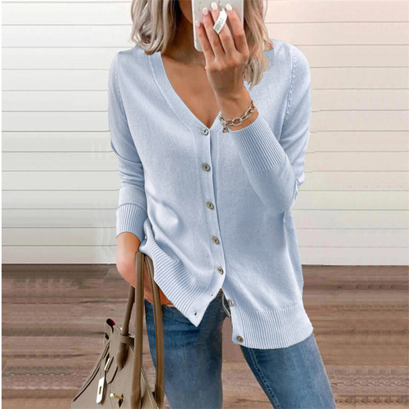 Fashionable Knitted Cardigan Sweater Coat Women's Top