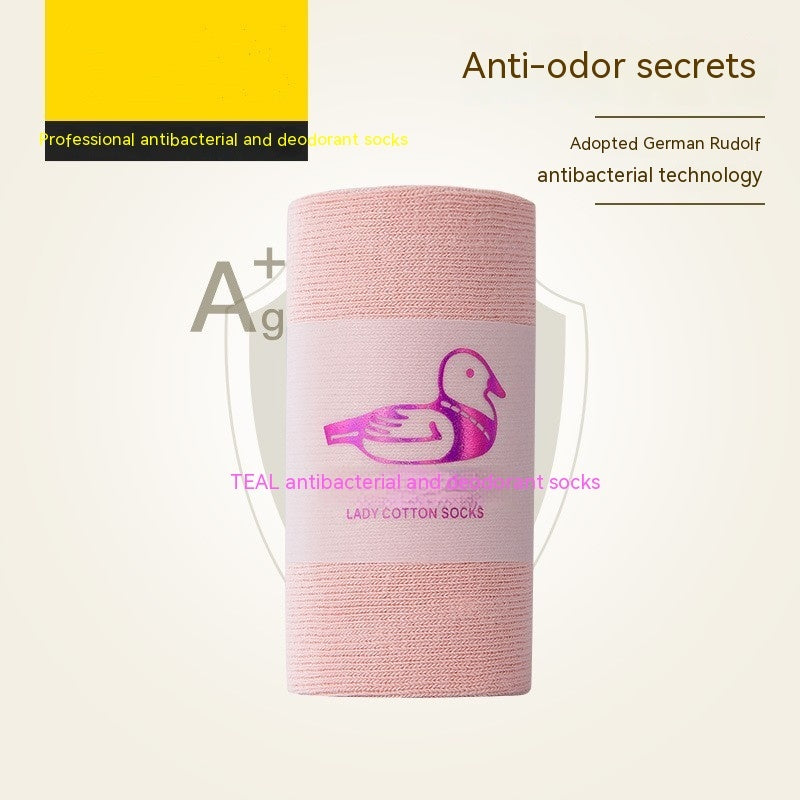 Antibacterial Deodorant Thread Socks Boneless Stitched Candy Solid Color