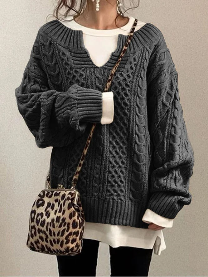 Linen Pattern Sweater Casual Knit Sweater