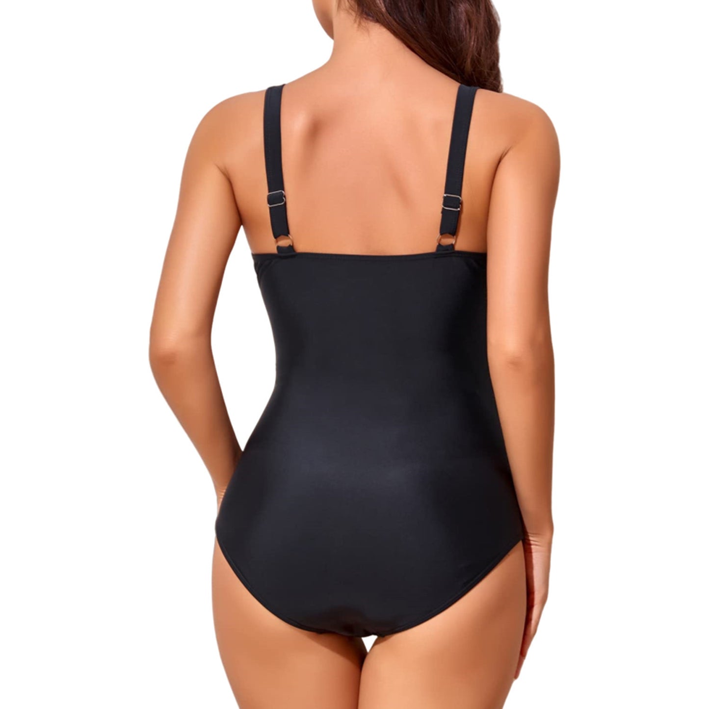 Deep V Cross Pleated Swimsuit