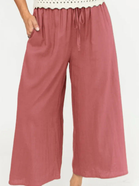 Loose Cropped Wide-leg Pants Women's Clothing