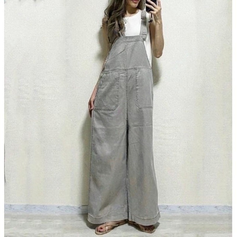 Summer Overalls Fashion Loose Straight Slimming Suspender Jumpsuit