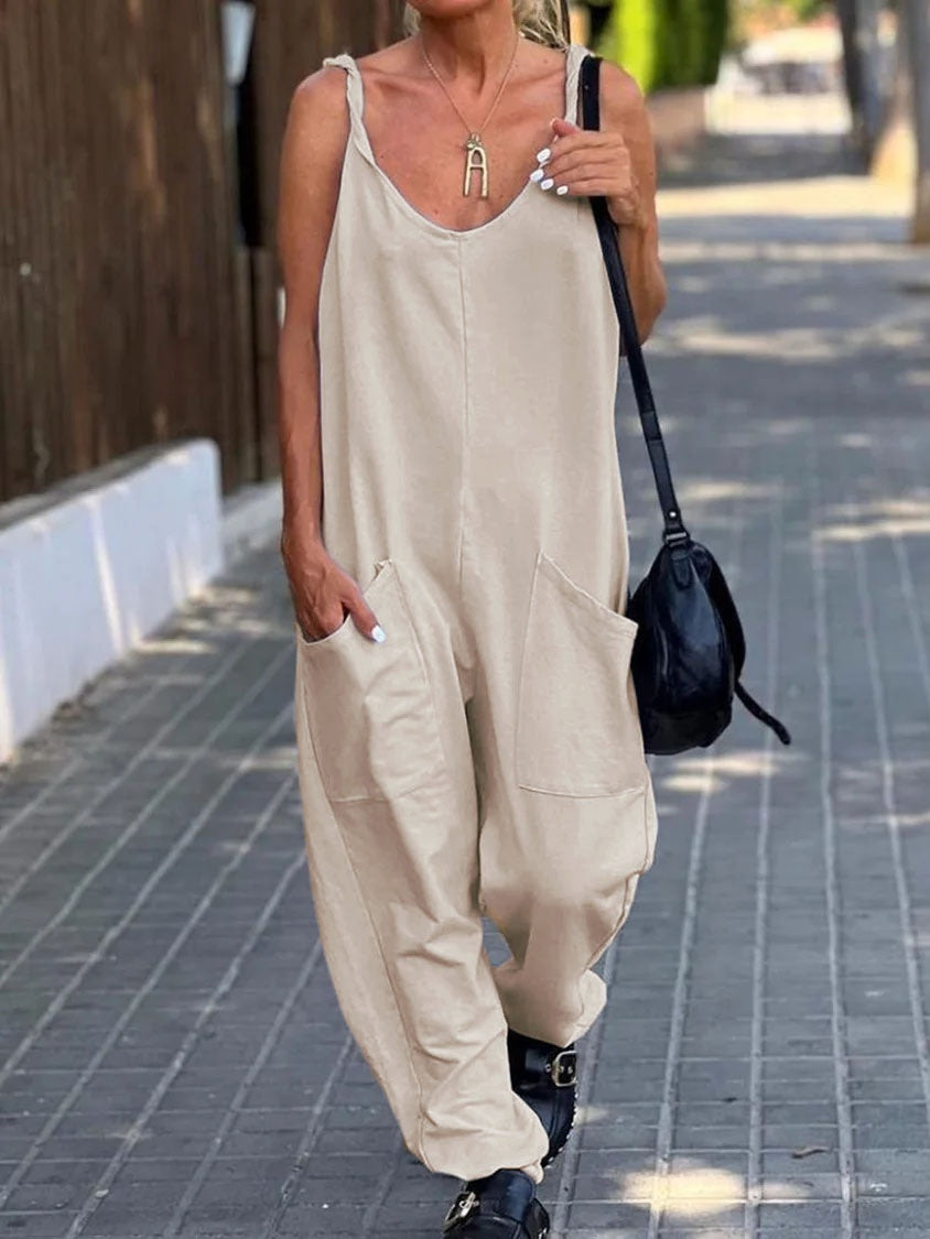 Women's Minimalist Solid Color Casual Jumpsuit