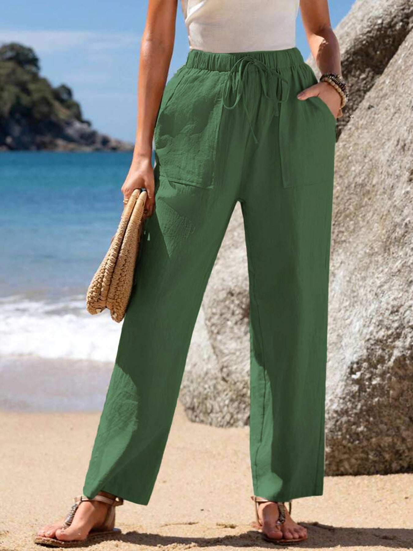 Wide-leg Pants Draping Effect Straight Pants Long High-end