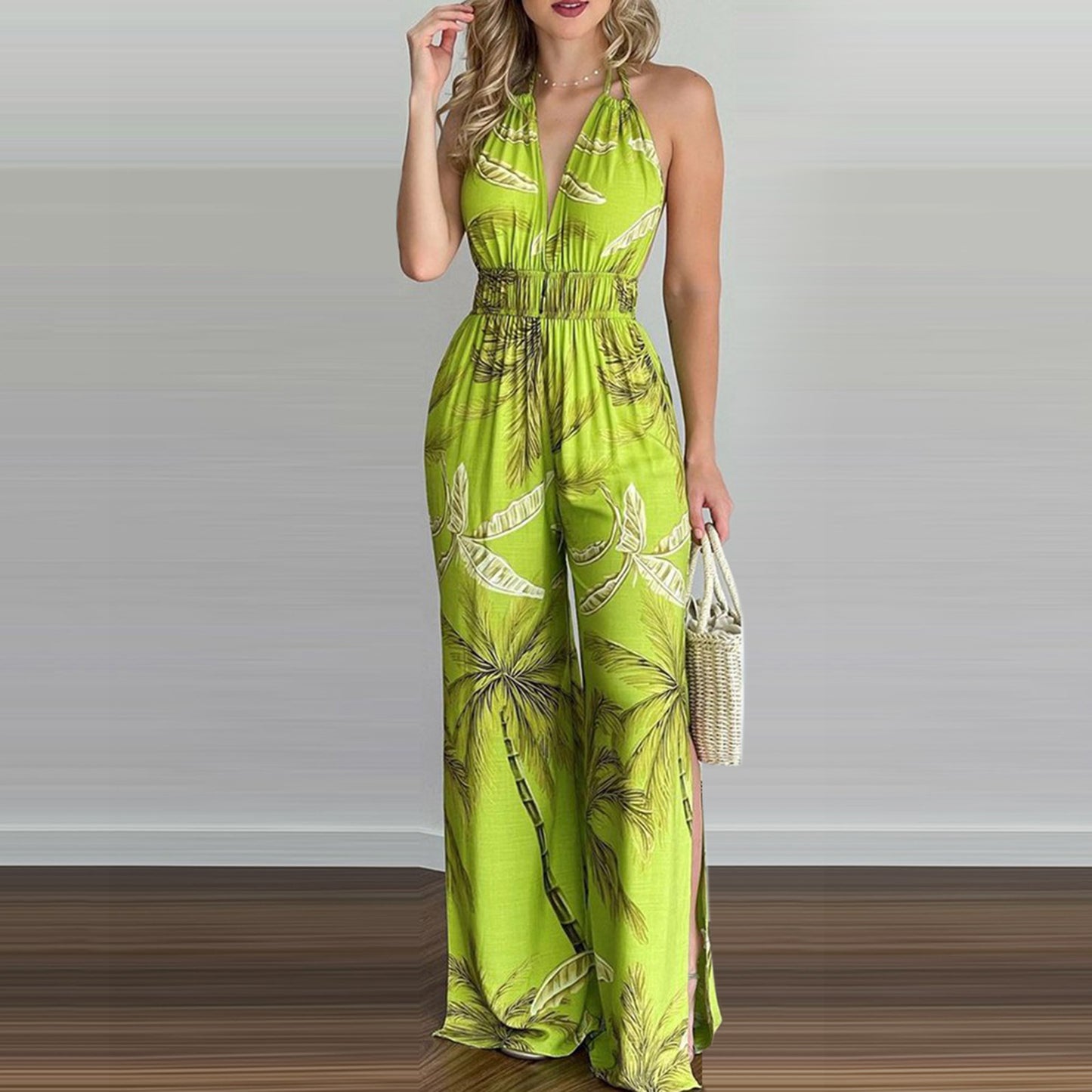 Printed Suspender Dress  Loose Jumpsuit