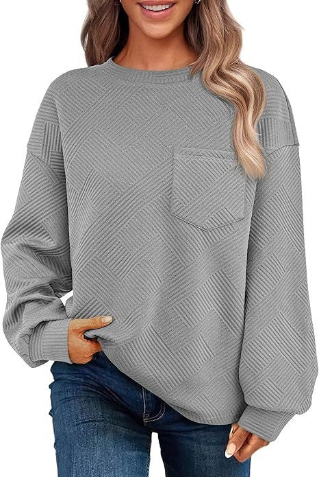 Women's Long-sleeved Drop-shoulder Round Neck Sweater Texture