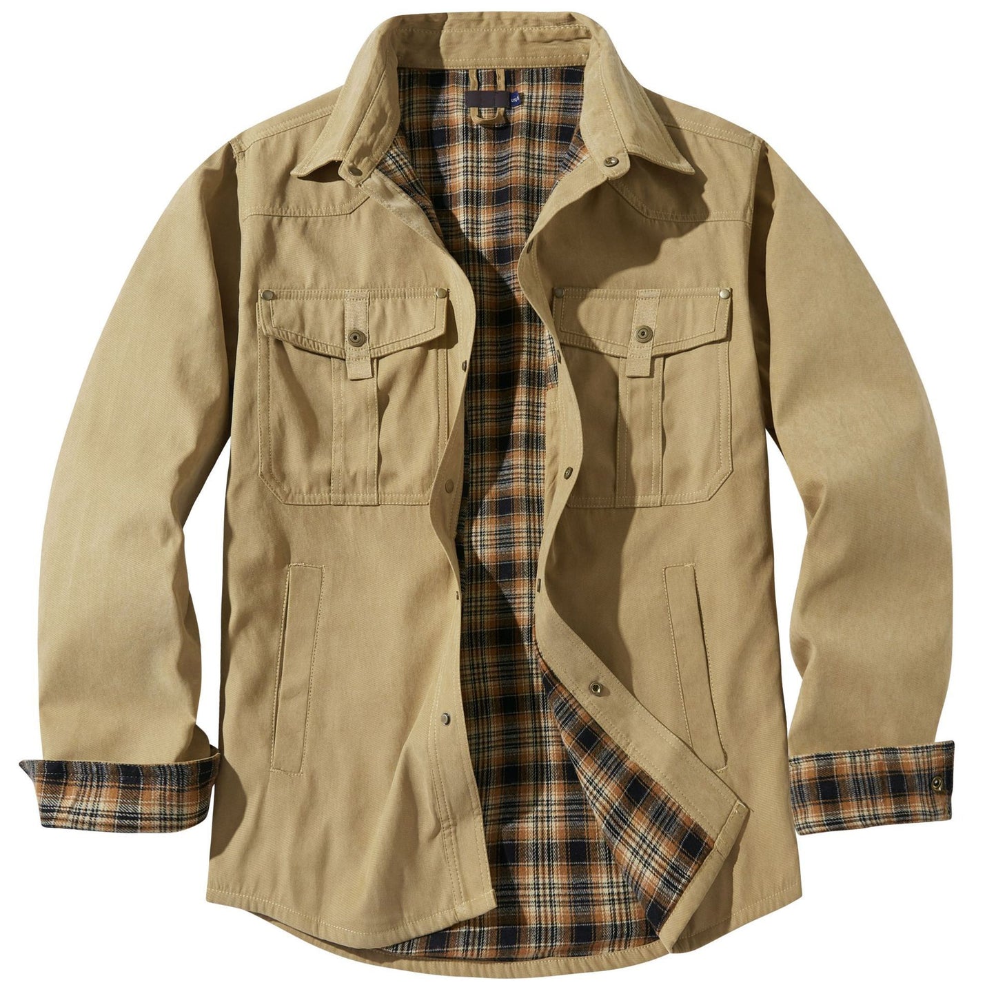 Lapel Plaid Flannel Casual Coat