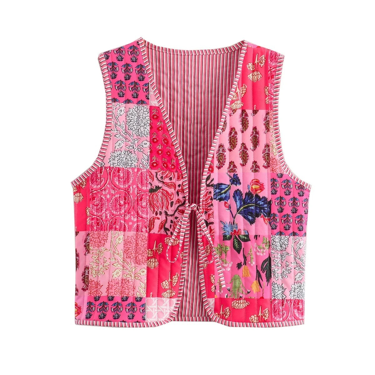 Women's Printed Lace-up Cotton Vest