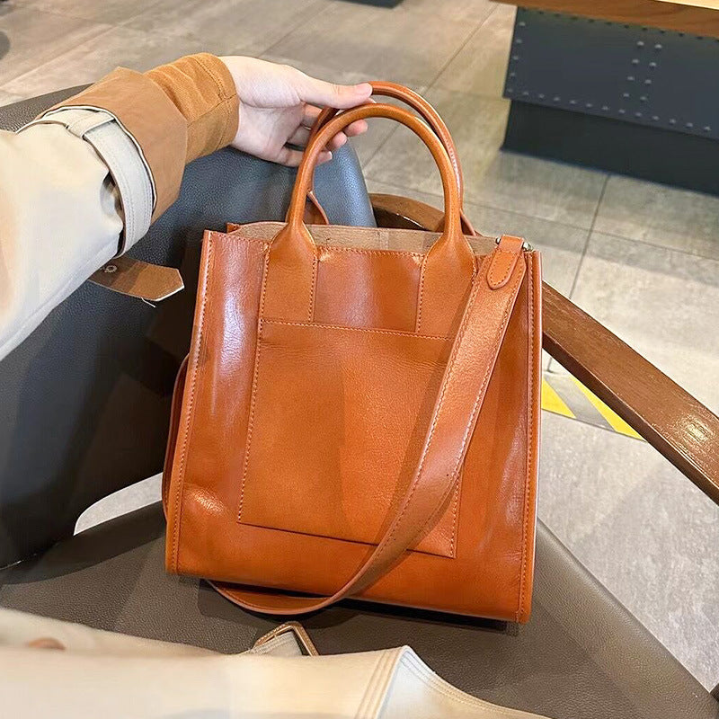 Women's Genuine Leather Crossbody Tote Handbag