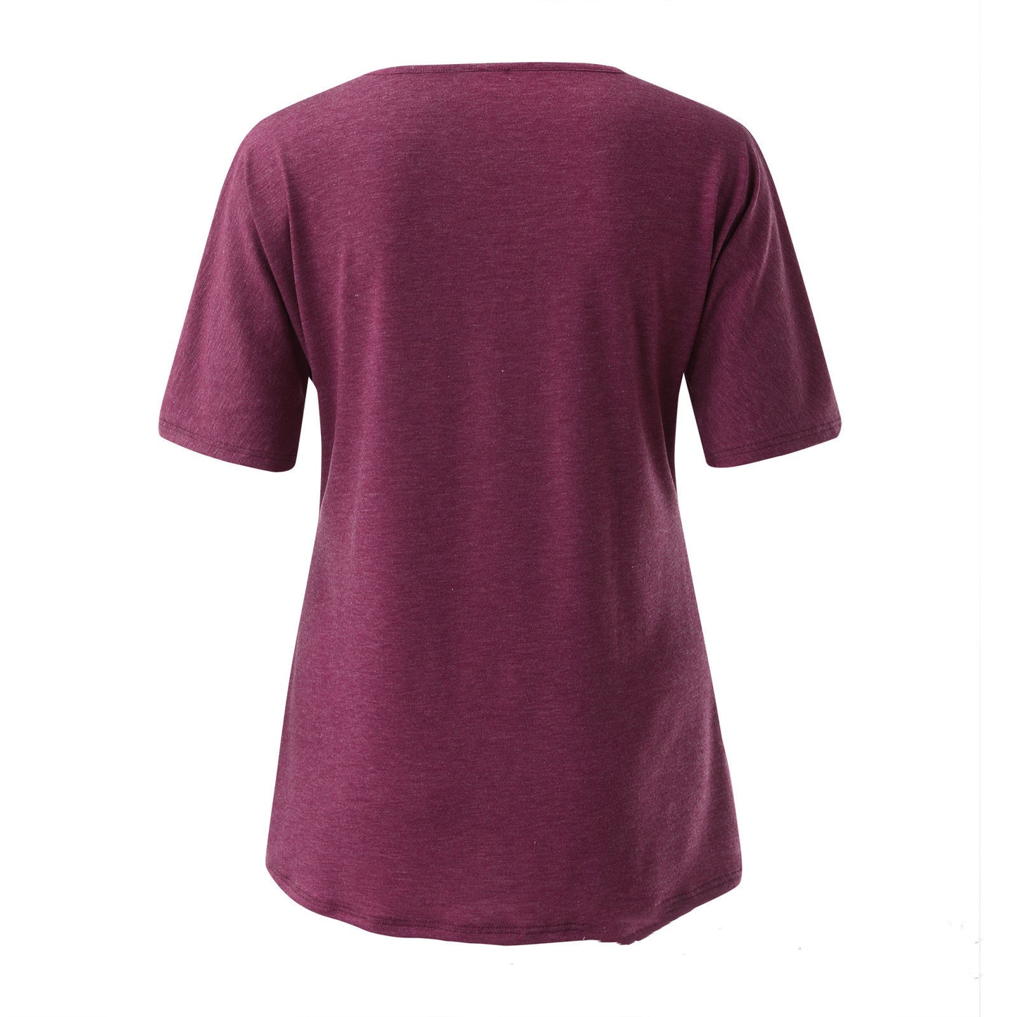 Solid Color V-neck Short-sleeved T-shirt Top Women's Clothing