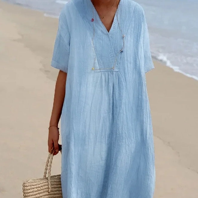 Women's Casual Cotton And Linen Dress