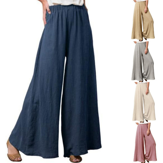 Cotton And Linen Loose Wide Leg Pants Plus Size Casual Pants Women
