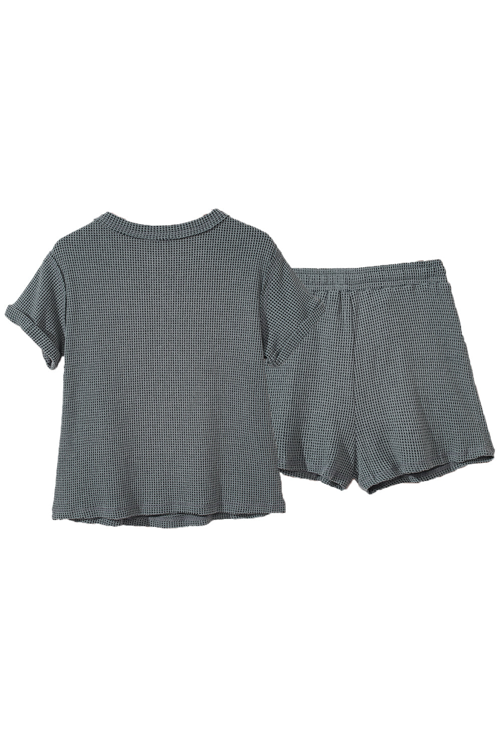 Laurel Green Waffle Knit Buttoned Top and Drawstring Shorts Set