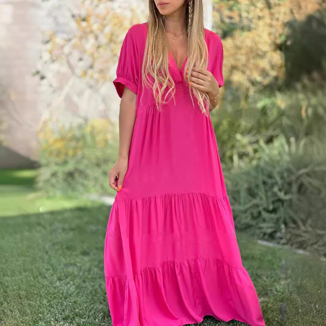 Women's Fashion Casual V-neck Long Dress