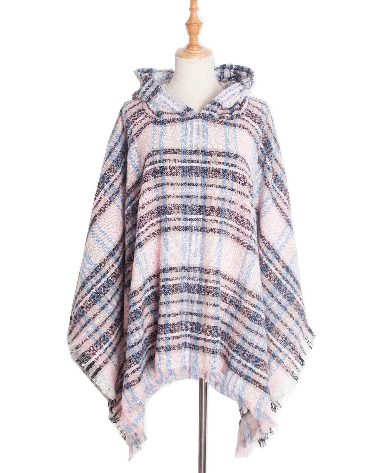 Spring Autumn And Winter Plaid Ribbon Cap Cape And Shawl