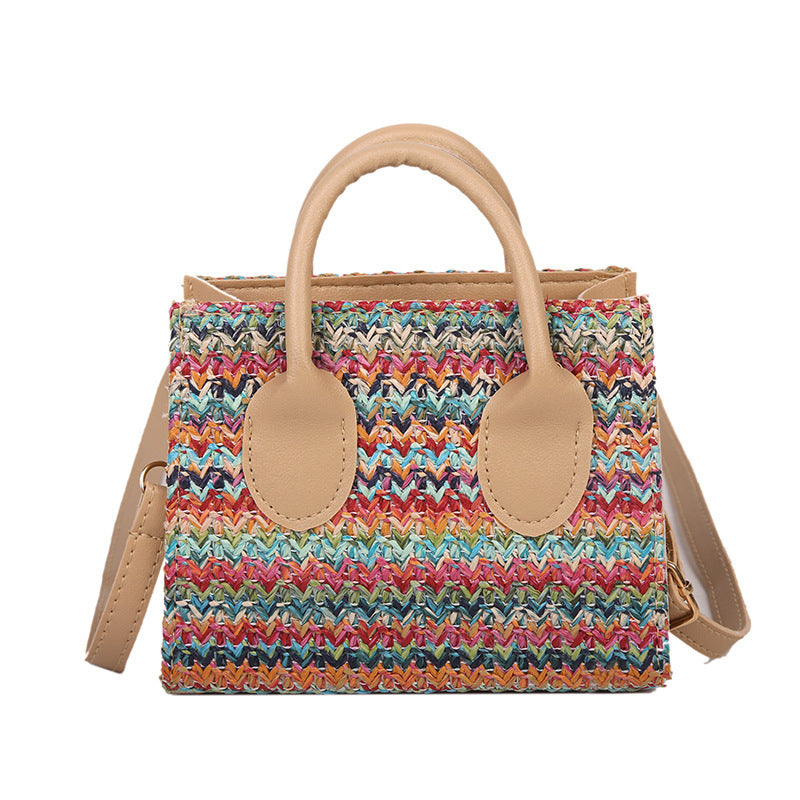 Colorful Woven Hand-held Casual Messenger Small Square Bag