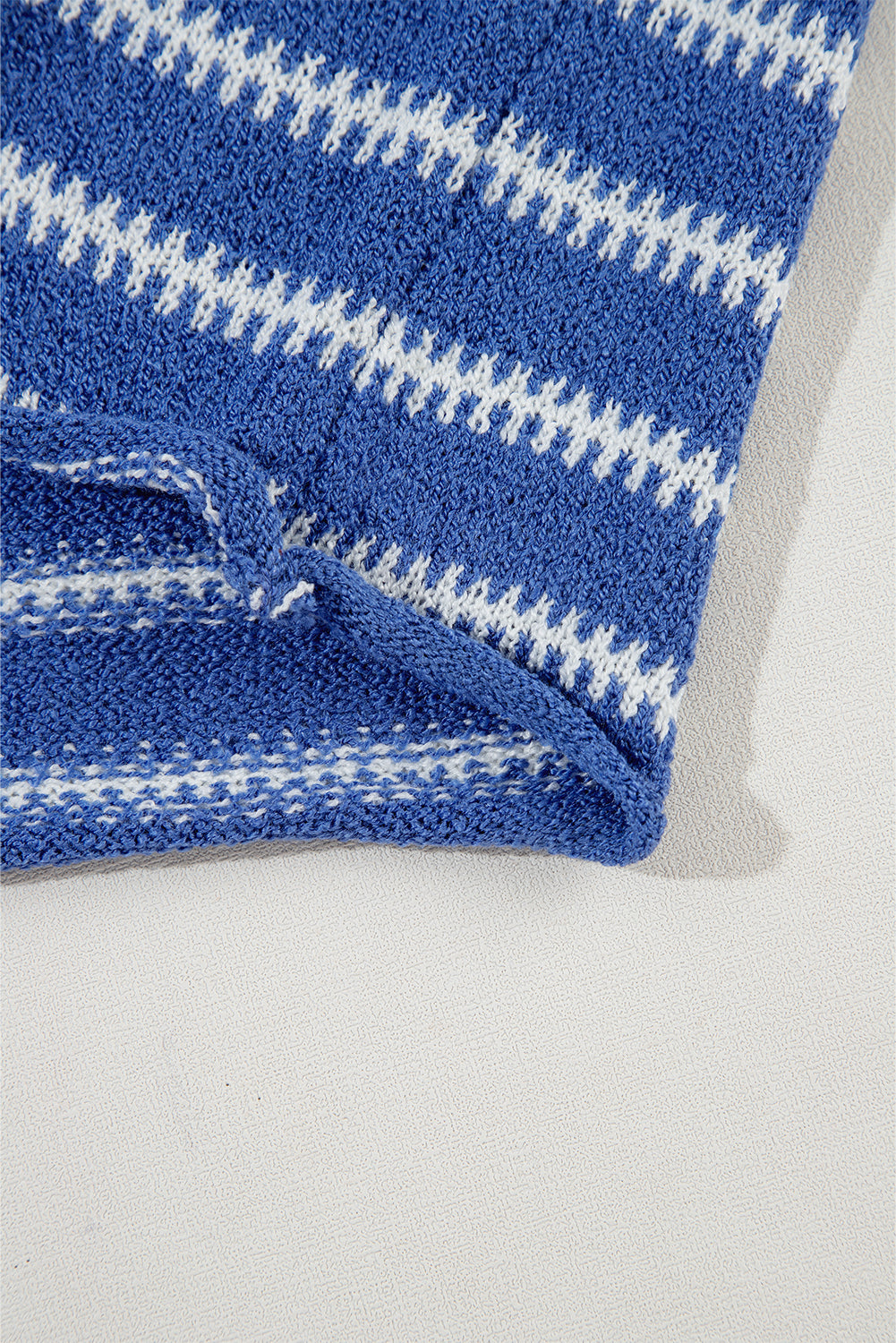 Sky Blue Stripe Drop Shoulder Casual Sweater