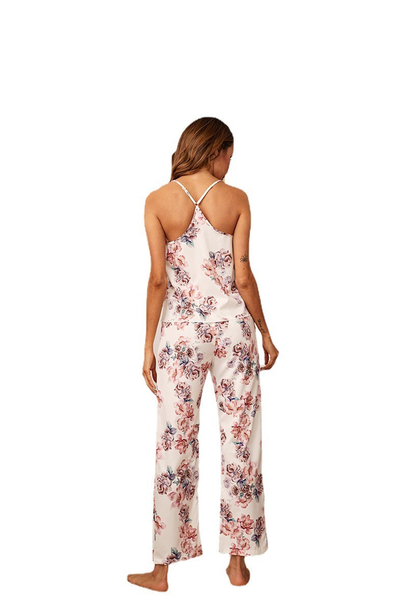 Women's floral print  Pajamas V-neck Tank top set