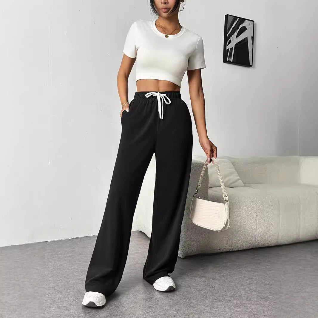 Women's Wide Leg Track Pants High Waist Loose