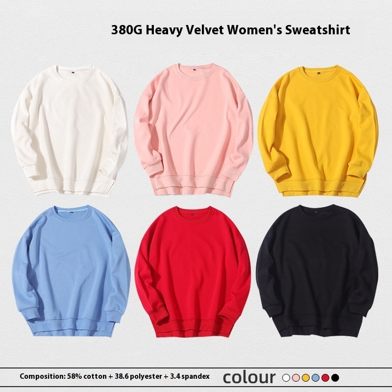 Heavy Dopamine Velvet Padded Loose Round Neck Couple Sweater