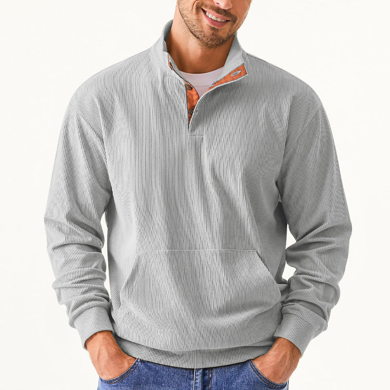 Stand Collar Long Sleeve With Pocket Sweatshirt Men