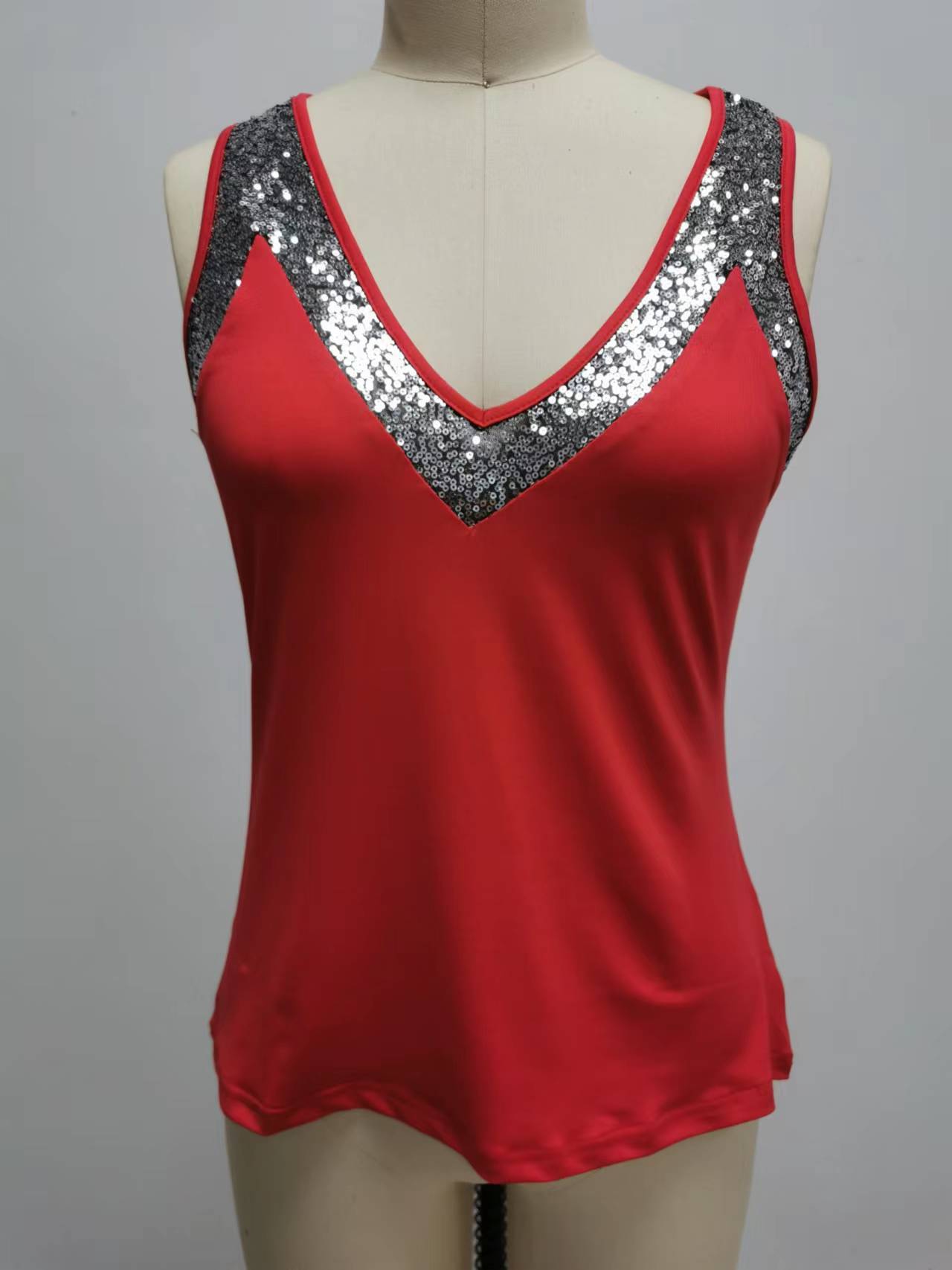 Solid Sequin Sleeveless Tank Top T Shirt