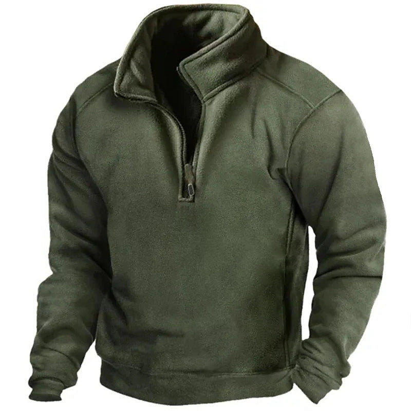 Men's V-neck Button Sweater Fleece Warm Tactical