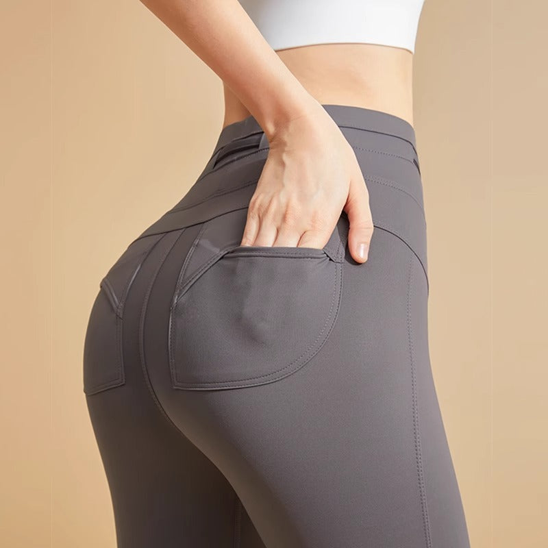 Women's High Waisted And Hip Lifting Tight Pants With Pockets