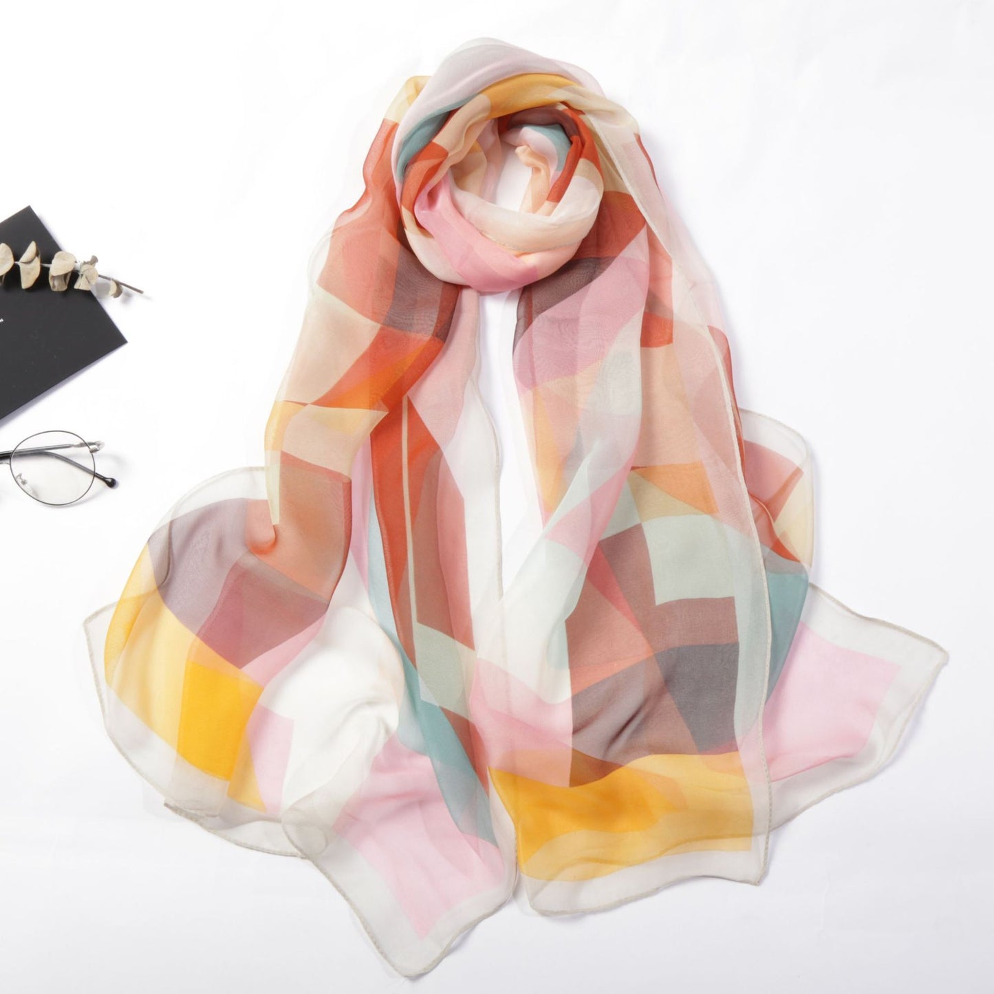 Casual Colorful Triangle Geometric Light And Delicate Silk Scarves