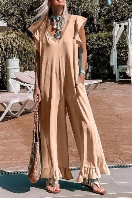 Loose Lotus Leaf Jumpsuit Casual Jumpsuit