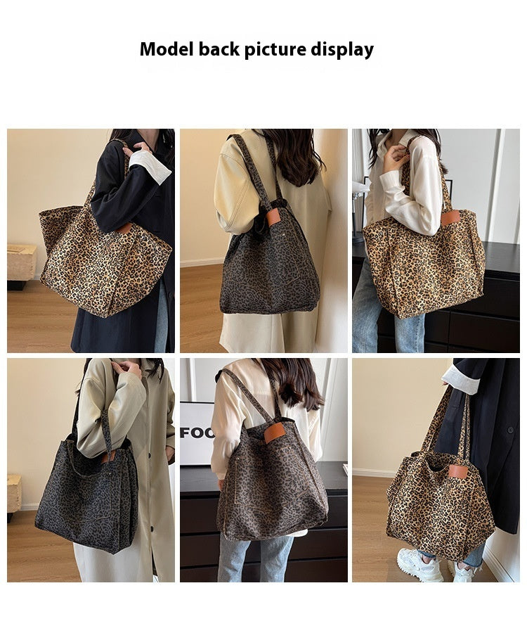 Large Capacity Leopard Print Canvas Tote Bag