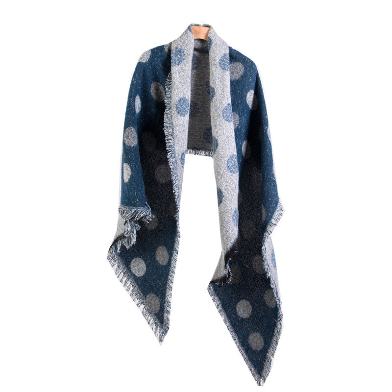 European And American Autumn And Winter Scarf Women's Circle Yarn Polka Dot Angle Thickened Shawl