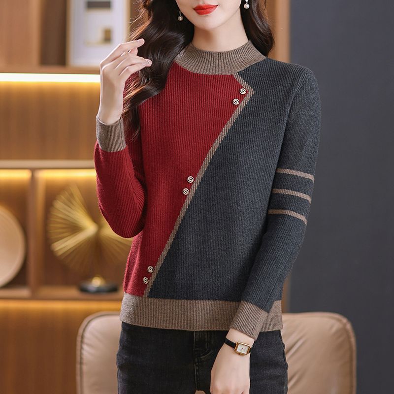 Fashion All-matching Mock Neck Sweater Women