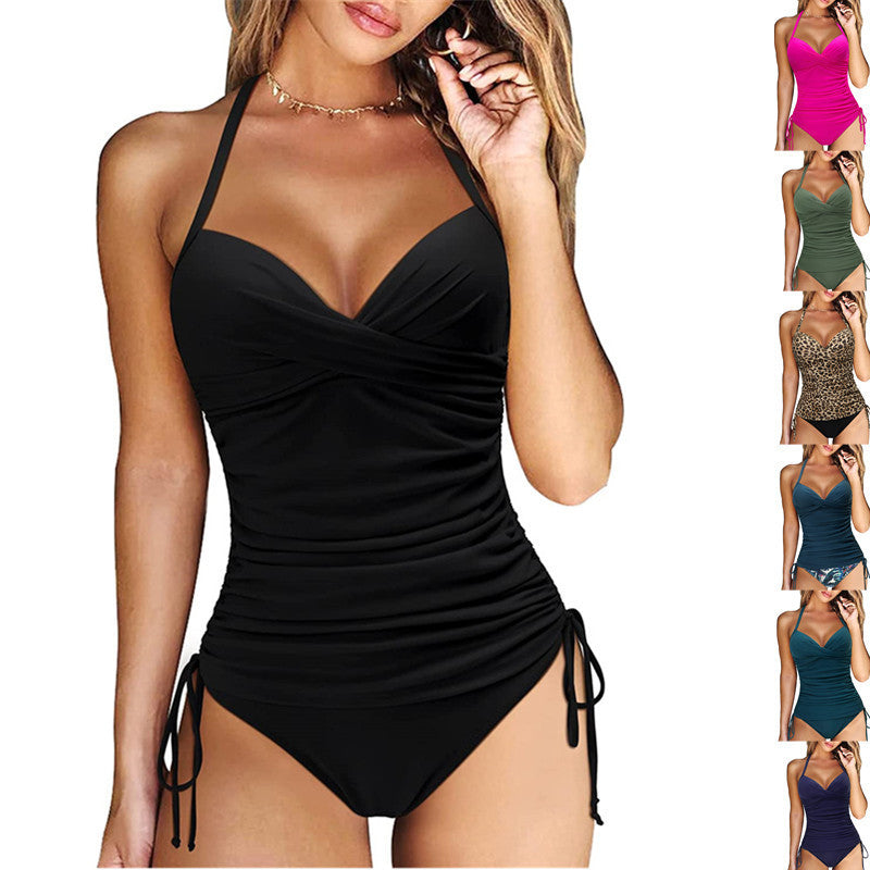 Women's Seperated Swimwear Solid Color Nylon Slim Fit Slimming