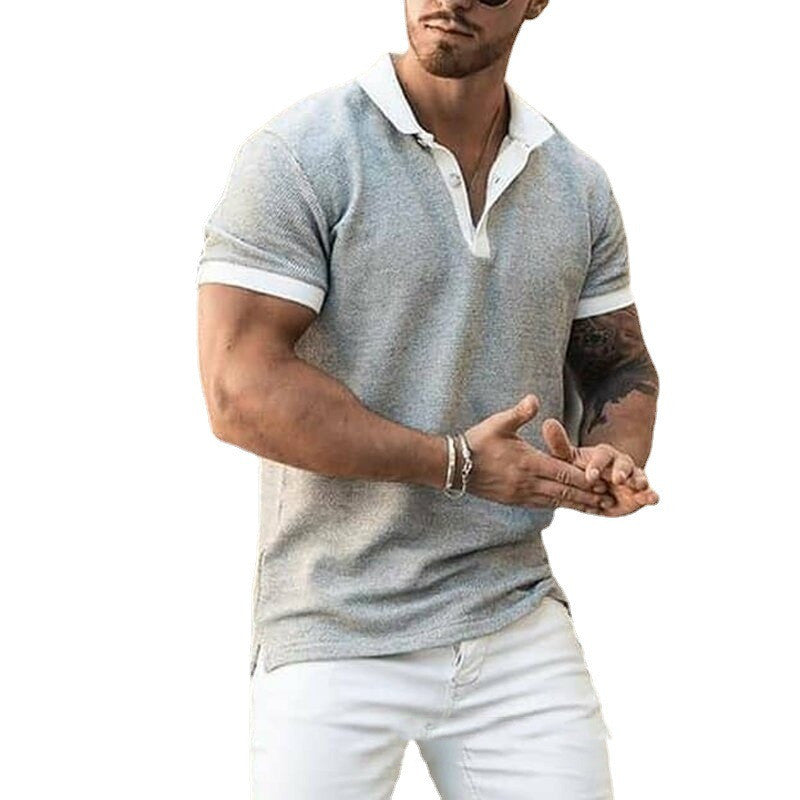 New Zipper Jacquard Color Matching Men's T-shirt Top